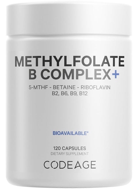 Codeage Methyl-Elite Methylation Supplements - 5 MTHF, Methylcobalamin 1000mcg Methylated Vitamin B12, Riboflavin, Betaine, Vitamins B6, Methylfolate, Methylation Cycle MTHFR - 2 Months - 120 Capsules