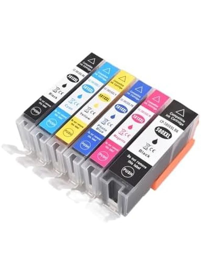 خرطوشة حبر متوافقة PGI 580 CLI 581 6INK لطابعات كانون TS705 TR7550 TR8550 TS6150 TS6250 TS6350 TS8150 TS8250 TS8350 TS9150 - Image 1