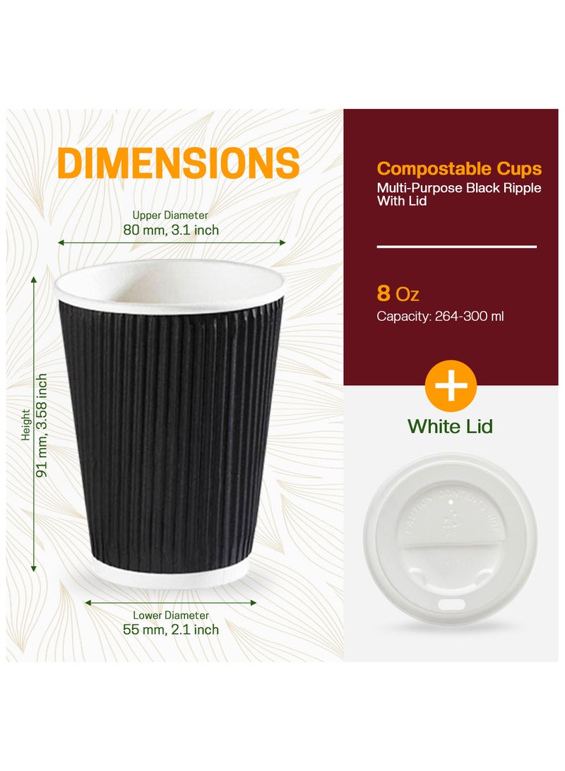 EcoEdge EcoEdge 8 Oz Disposable Double Wall Heavy-Duty Paper Cups (Pack of 25) | Light Weight, White Printed | Eco-Friendly, Elegant, Leakproof, Chemical Free | Ideal for All Occasions | 100% Sustainable  - Image 4