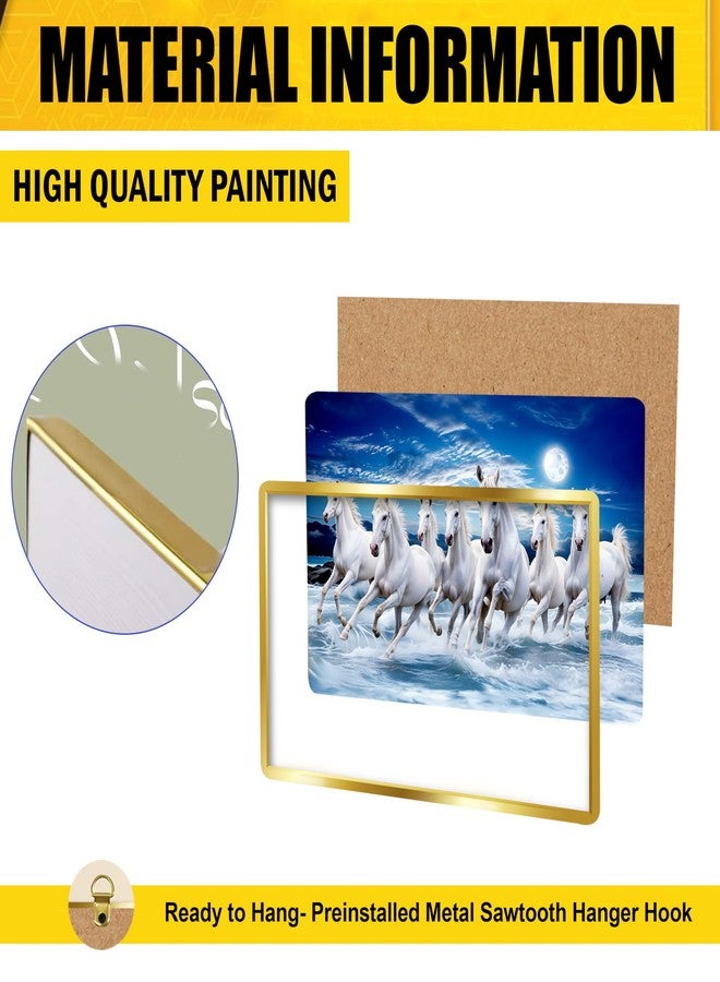 Goelite 7 Horses Realistic Painting With Frame For Wall Vastu | Seven Running Horse Painting For Wall Decor Living Room Decoration | Big Size Photo Frame - Image 4