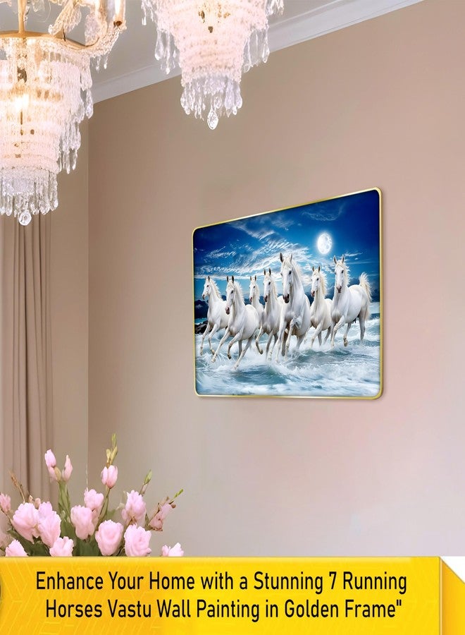 Goelite 7 Horses Realistic Painting With Frame For Wall Vastu | Seven Running Horse Painting For Wall Decor Living Room Decoration | Big Size Photo Frame - Image 3