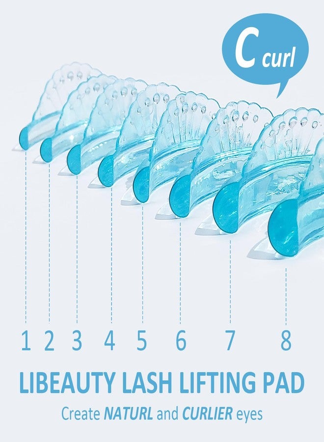 Libeauty Lash Lift Rods 16 Pcs / 8 Sizes, Upgrade Self Adhesive Lift Pads, Elastic Shell Shape Shields C-Curl (Blue) - Image 3