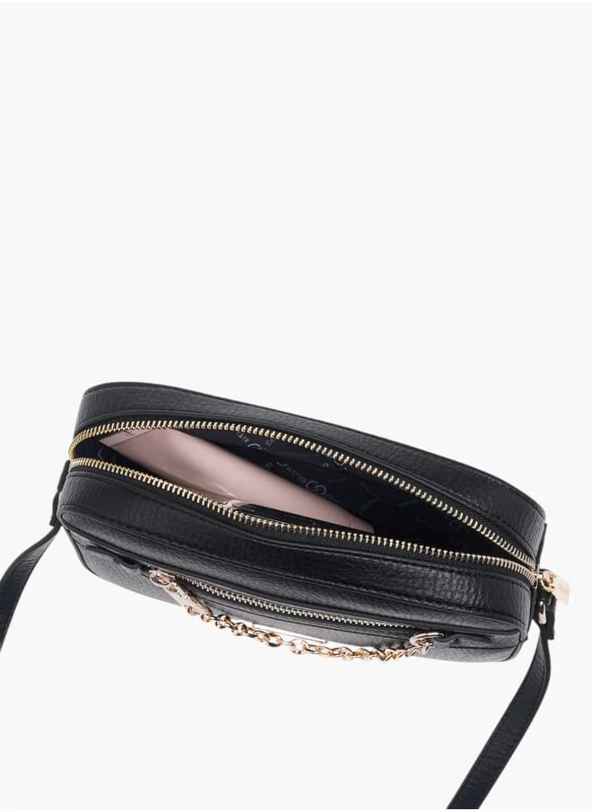 Celeste Women Textured Crossbody Bag with Zip Closure and Adjustable Strap