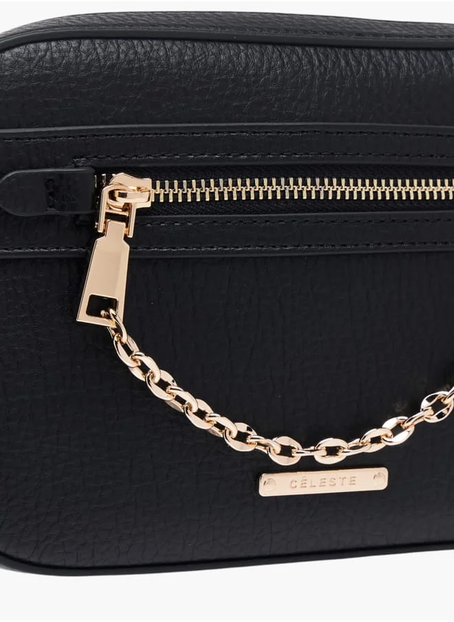 Celeste Women Textured Crossbody Bag with Zip Closure and Adjustable Strap
