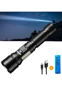 LED Flashlights High Lumens Rechargeable, 20000lumens Torch, With Cob Side Light Superbright Tactical Flashlights, Ipx67 Waterproof Zoomable, 7 Dimming Modes for Outdoor Camping Hiking (21700 Battery）