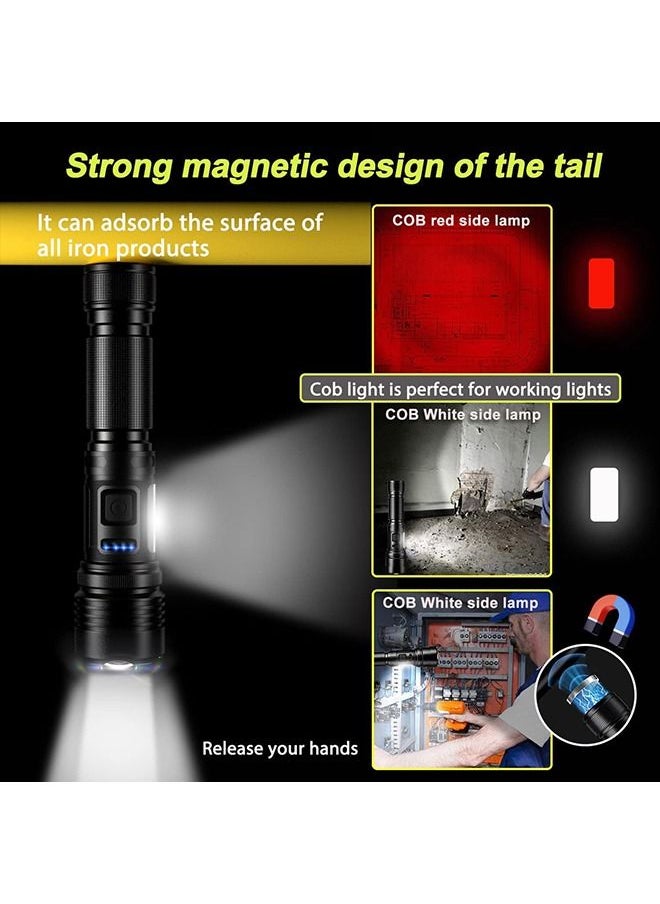 Arabest - LED Flashlights High Lumens Rechargeable, 20000lumens Torch, With Cob Side Light Superbright Tactical Flashlights, Ipx67 Waterproof Zoomable, 7 Dimming Modes for Outdoor Camping Hiking (21700 Battery） - Image 1