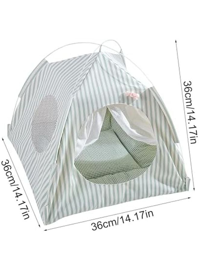 خيمة حيوانات أليفة خضراء بحجم مزدوج، داخلية، شبه مغلقة، قابلة للغسل، سرير محمول - Image 3