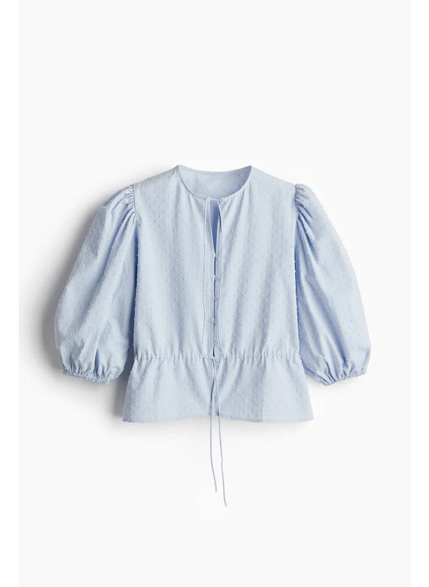 اتش اند ام Puff-Sleeved Cotton Blouse