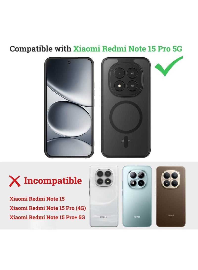Adando for Xiaomi Redmi Note 15 Pro 5G Case, Compatible with MagSafe, Shockproof TPU+PC Material, Matte Translucent Frosted Back Cover, Anti-Fingerprint Slim Fit Protective Phone Case (Black) - Image 2