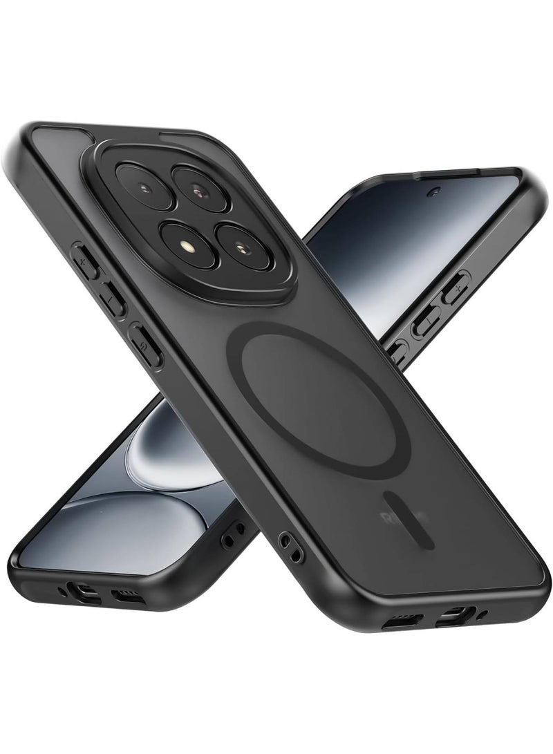 Adando for Xiaomi Redmi Note 15 Pro 5G Case, Compatible with MagSafe, Shockproof TPU+PC Material, Matte Translucent Frosted Back Cover, Anti-Fingerprint Slim Fit Protective Phone Case (Black) - Image 1