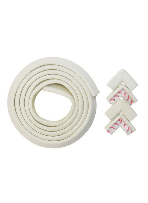 Pre Taped Furniture Edge Guard And Corner Protector 6.5Ft Edge + 4 Corner Guards (White Color) For Baby Proofing & Child Safety