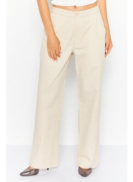 Esprit x Rest and Recreation Women Straight Leg Solid Classic Pants, Beige  - Image 1