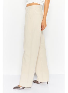 Esprit x Rest and Recreation Women Straight Leg Solid Classic Pants, Beige  - Image 3