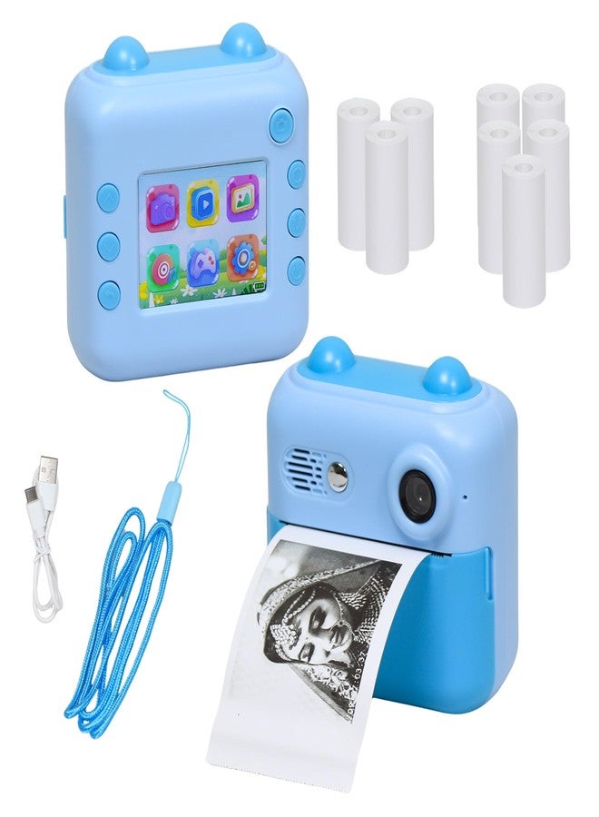 PN AVAN Kids Digital Camera with Instant Print, 2.4" LCD Screen, 8 Thermal Paper Rolls (Blue- Model 2) - Image 1
