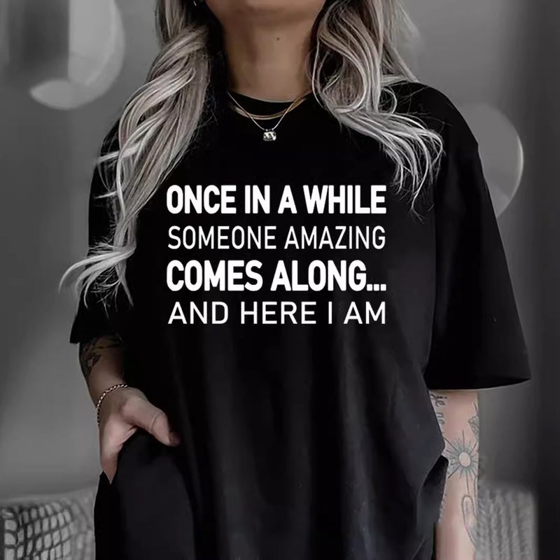 Foreign trade Independent Station Women's top Round Neck Slogan Printed Short-sleeved t-shirt - Image 3