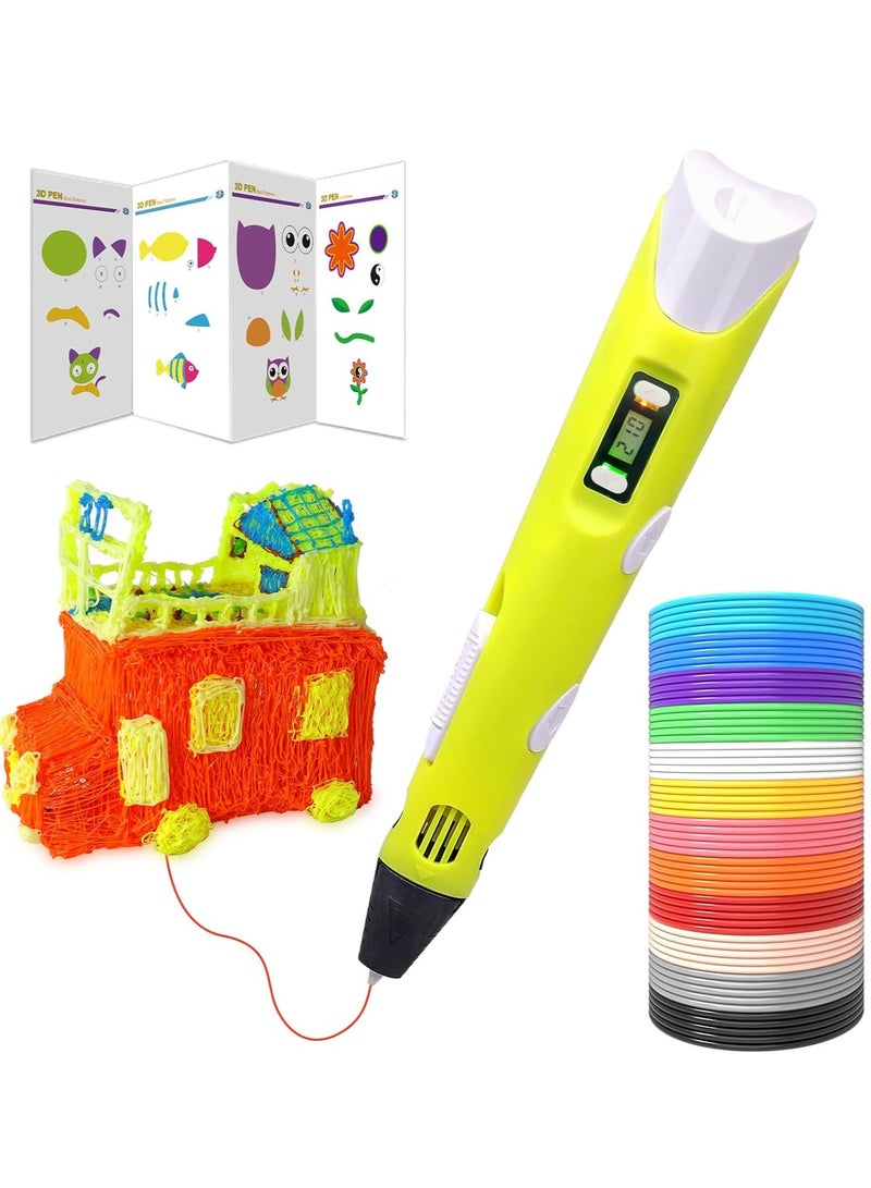 ELTRAZONE 3D Printer Pen Set for Kids  Adults – Includes 3D Pen, 12 Colors of 1.75mm PLA Filament (3m Each) – Model 02A, Yellow - Image 1