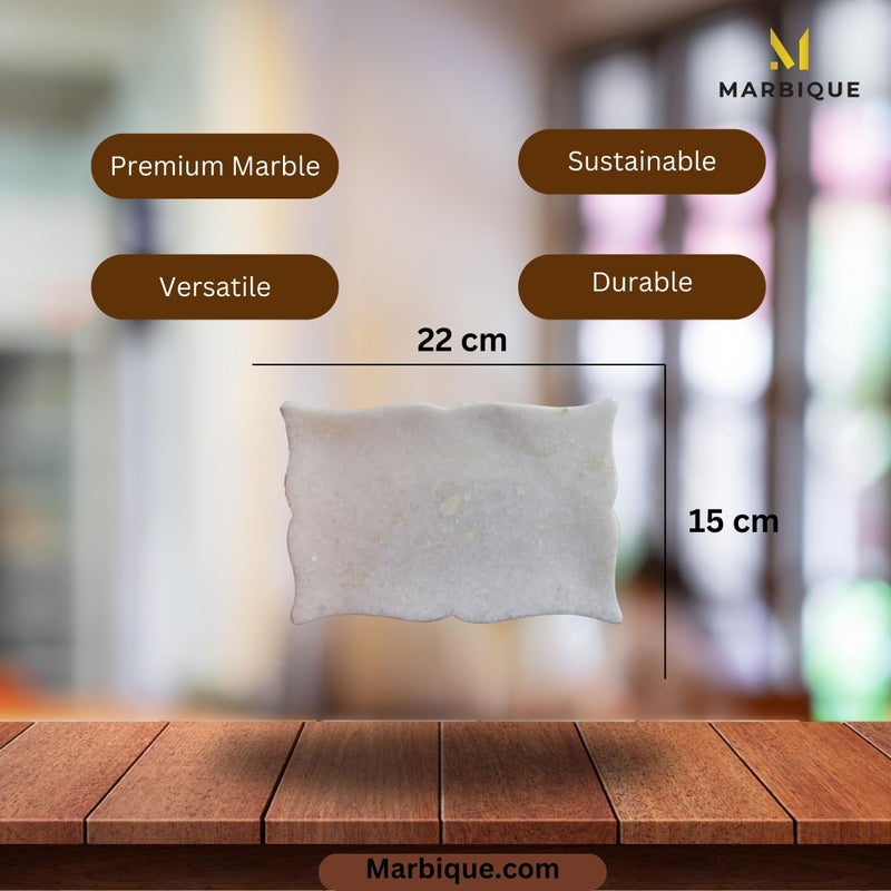 MARBIQUE White Marble Tray Platter Serving Board Square Shape 22 * 15 cm - Image 4