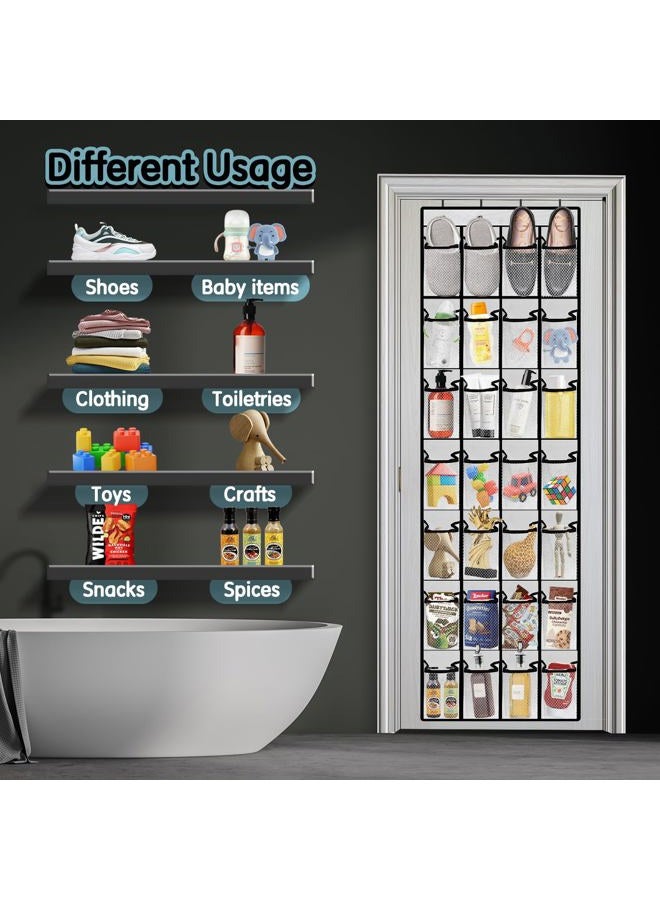 Kotkn 28 Compartment Breathable Mesh Pocket Over the Door Hanging Shoe Organizer, Closet Shoe Organizer, Large Men's and Women's Shoe Organizer, Hanging Over the Door Shoe Organizer (White) - Image 5