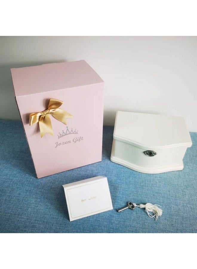Jozen Gift Wooden Ballerina White Musical Jewelry Box with Mirror for girls，Kid's Jewelry Storage Music Box - Image 2