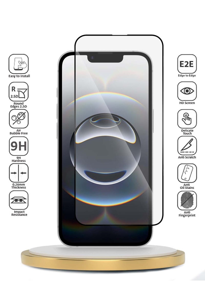 دبليو تيك واقي شاشة زجاجي مقوى من Apple iPhone 16e 5G 2025 Premium E2E Series Full Glue (MSGECN) - شفاف / أسود  - Image 2