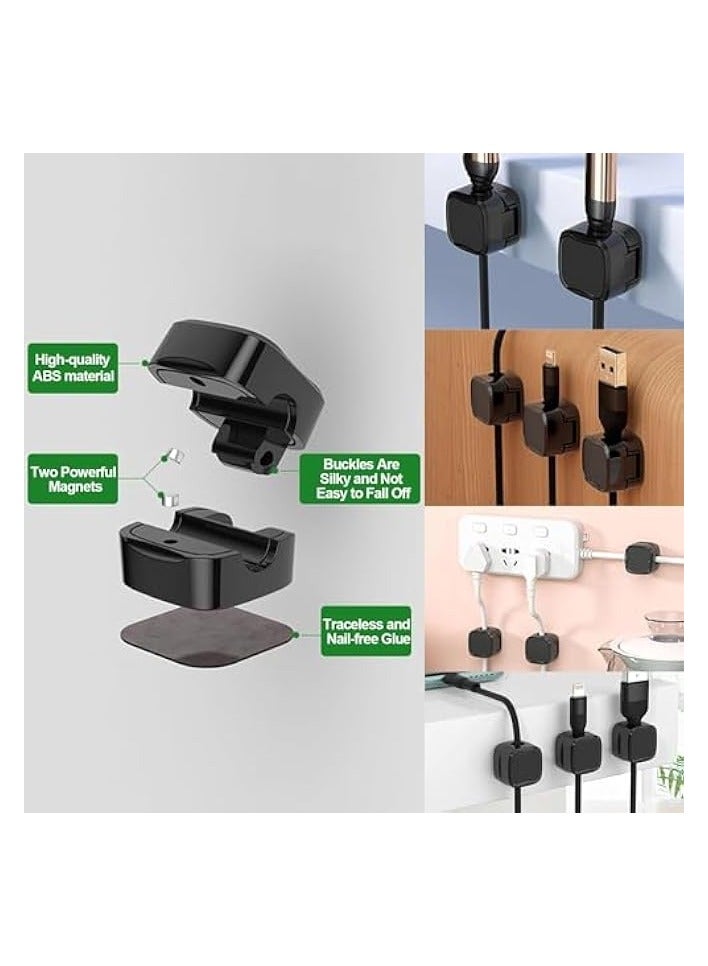 erorex 6 Pack Magnetic Cord Organizer, Easy Secure Adhesive Desk Cable Clips Management, Hide or Organize Phone USB Charger Cable, for Home, Office, Car, Desk, Nightstand (Black) - Image 3