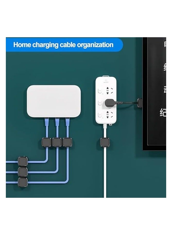 erorex 6 Pack Magnetic Cord Organizer, Easy Secure Adhesive Desk Cable Clips Management, Hide or Organize Phone USB Charger Cable, for Home, Office, Car, Desk, Nightstand (Black) - Image 2