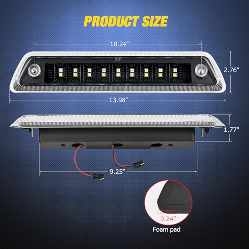 Nilight Third Brake Light Tail High Mount 3rd Stop Cargo Reverse LED Lights Clear Lens Compatible with Ford F150 2009 2010 2011 2012 2013 2014 Pickup Truck Rear Cab Lamp - Image 3