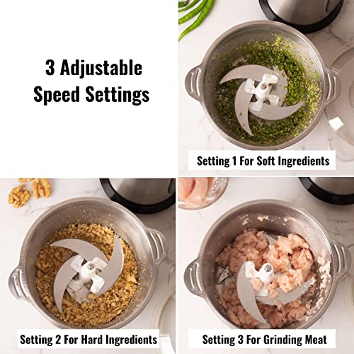 Envop Electric multi chopper with powerful motor 3L stainless steel bowl 2 speed levels brake function 300W stainless steel chopper for Vegetable food fruit Nuts - Image 4