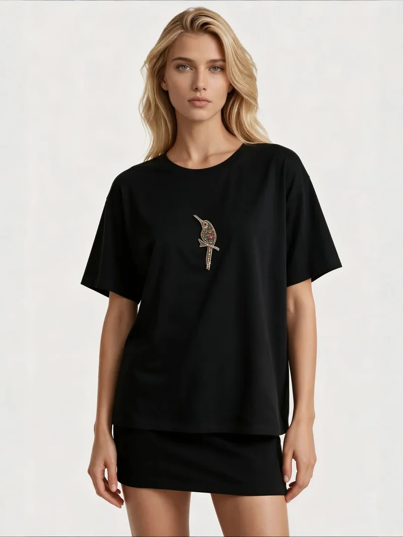 Jennyfer Black Women's Cotton T-Shirt for Women | Best Price UAE