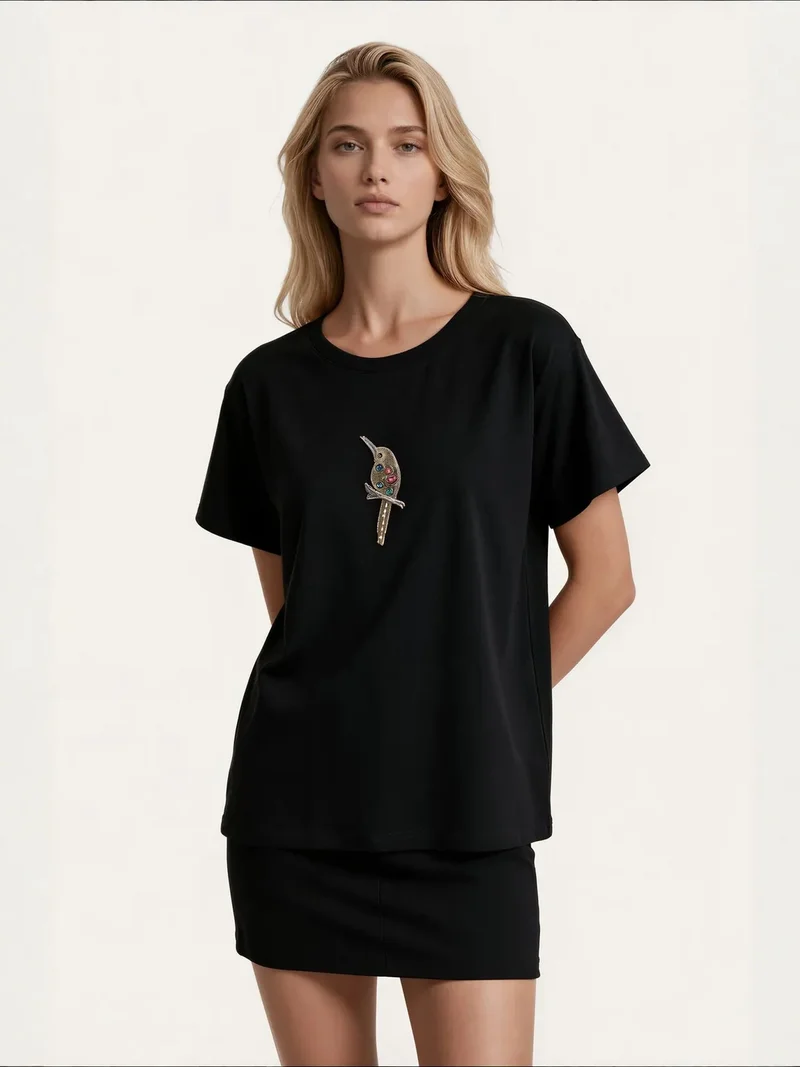 Jennyfer Black Women's Cotton T-Shirt for Women | Best Price UAE