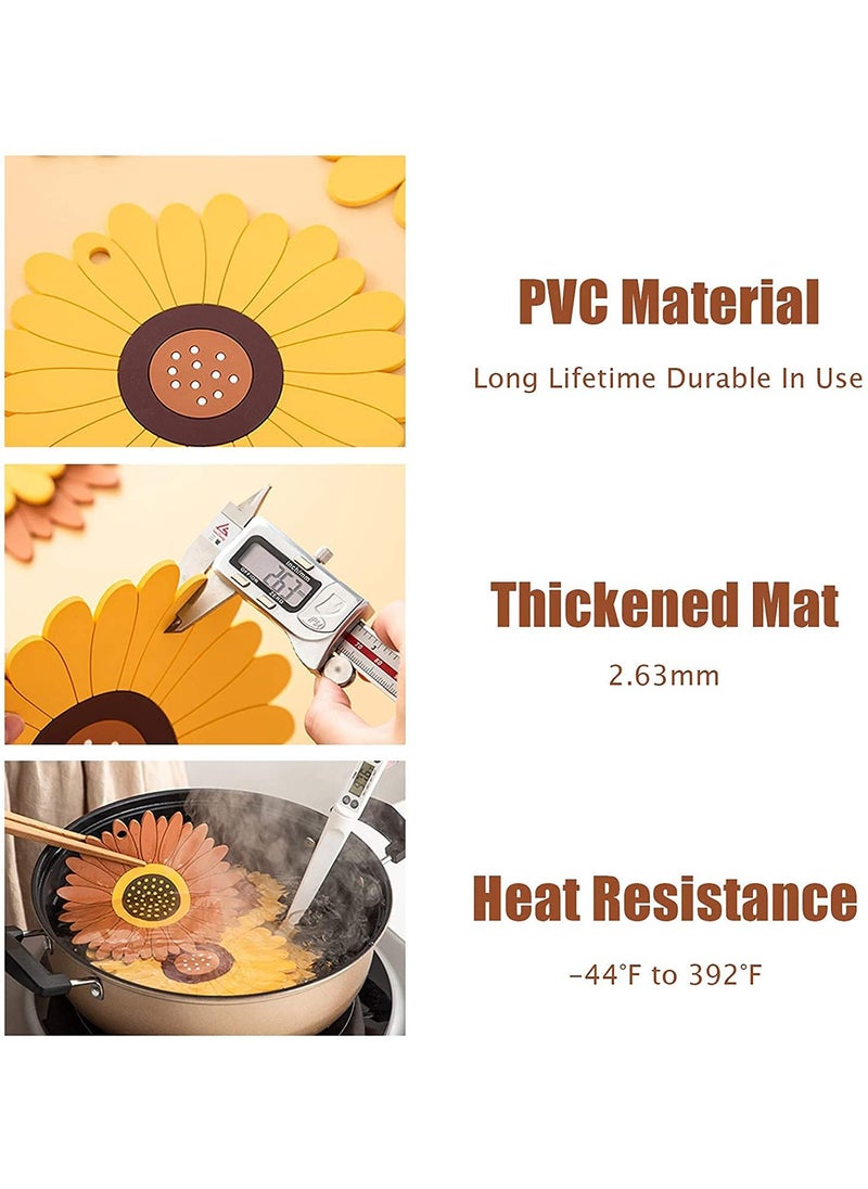 Livyu life - LIVYU LIFE Sunflower Drink Coasters 4Pcs Pack, PVC Coasters for Drinks, Flower Soft Rubber Coaster, Protect Furniture from Water Marks or Damage, Non Slip Coasters (Small, Yellow) - Image 1
