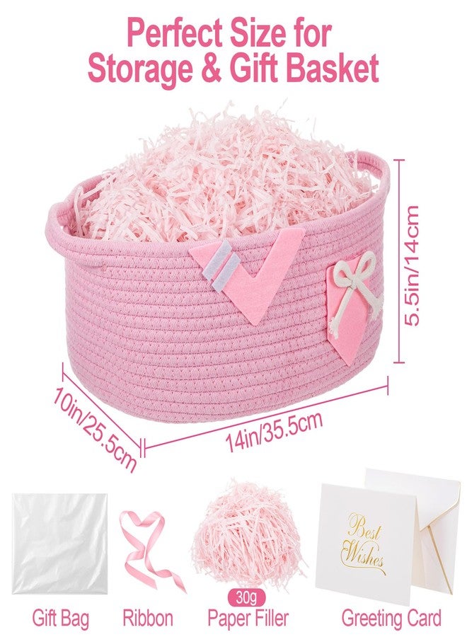 Colingmill Graduation Gift Basket Empty for Boy Girl, Nurses Graduation Woven Basket with Bag Ribbon Raffia Filler Greeting Card, Empty Grad Decorative Chest Box for Gift(Pink - Image 2