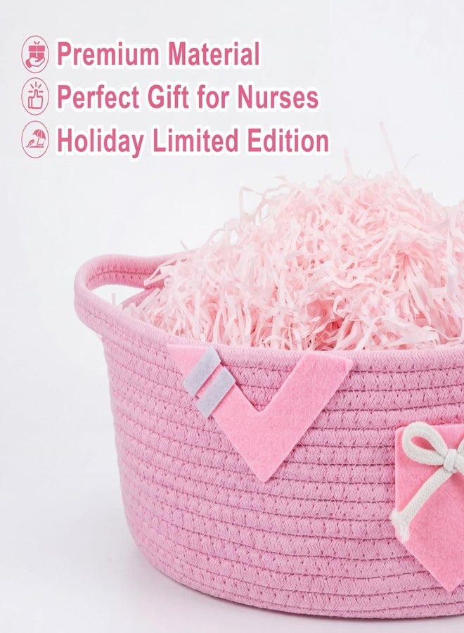 Colingmill Graduation Gift Basket Empty for Boy Girl, Nurses Graduation Woven Basket with Bag Ribbon Raffia Filler Greeting Card, Empty Grad Decorative Chest Box for Gift(Pink - Image 3