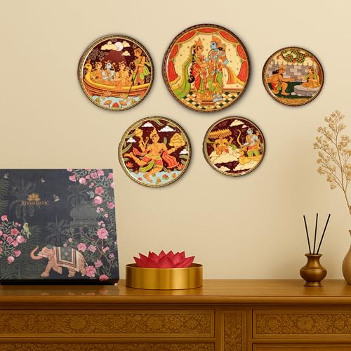 RITUALISTIC Ramayan Wall Plates for home decoration & living room | Metal Wall Décor | Gift items for unisex | Wall art | Wall showpiece| Home Décor Valentine's day Gift Items | Set of 5 plates - Image 1