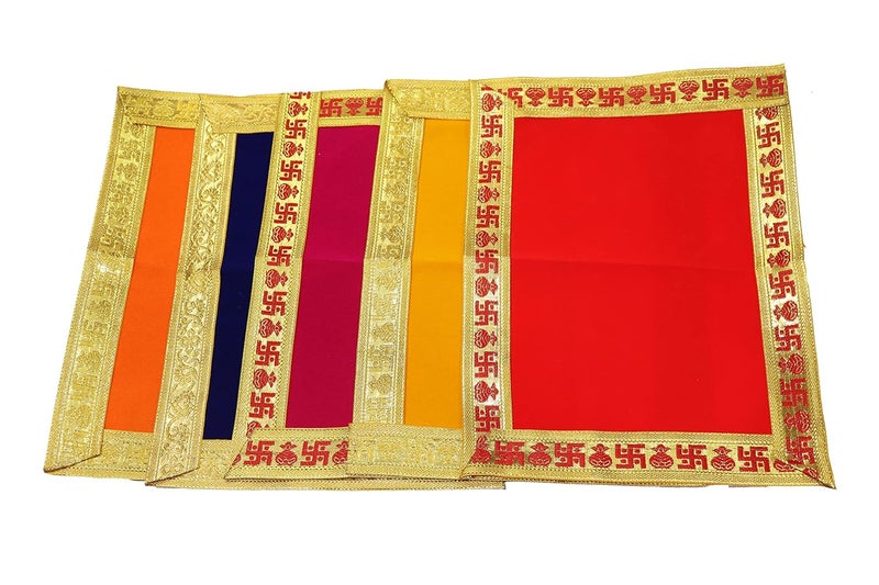 Reliable Multicolour Puja Assan Velvet Puja ClothPuja AasanPuja Chowki Assan Plain Velvet Puja Altar Cloth for Pooja Home Mandir Temple and Pooja Ghar Size 10 13 Inch Pack of 5 - Image 5