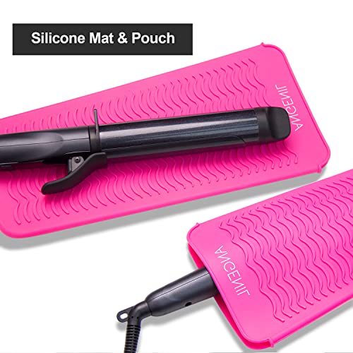 ANGENIL Resistant Silicone Mat Pouch for Hair Straightener Professional Beach Wave Curling Iron 2 in 1, Titanium Ceramic Flat Iron, Curling Wand, Crimper Hair Iron Tools, Food Grade Silicone, Pink - Image 5