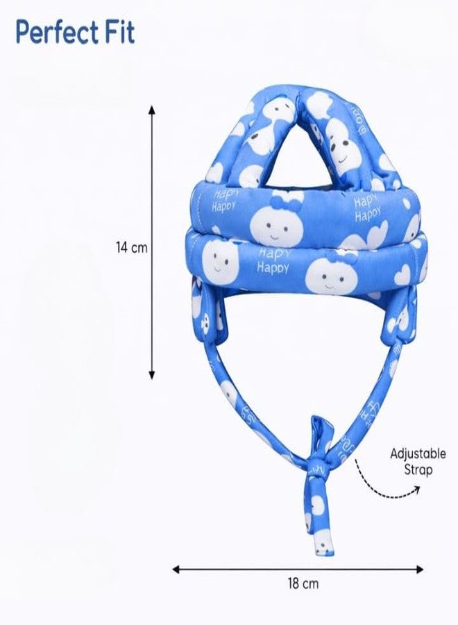 KALRA MAGIC Baby Safety Helmet, Soft Cotton Head Protector, Red with Happy Cartoon Print, Adjustable 360° Protection for 6 Months to 3 Years (Head Protector Blue) - Image 2