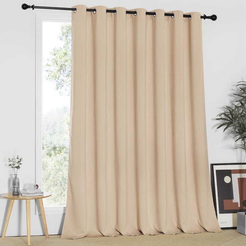 NICETOWN Sliding Door Room Divider Curtain, Blackout Patio Door Curtain Panels, Privacy Thermal Window Treatment Drape for Department with (Biscotti Beige, W100 x L95) - Image 1