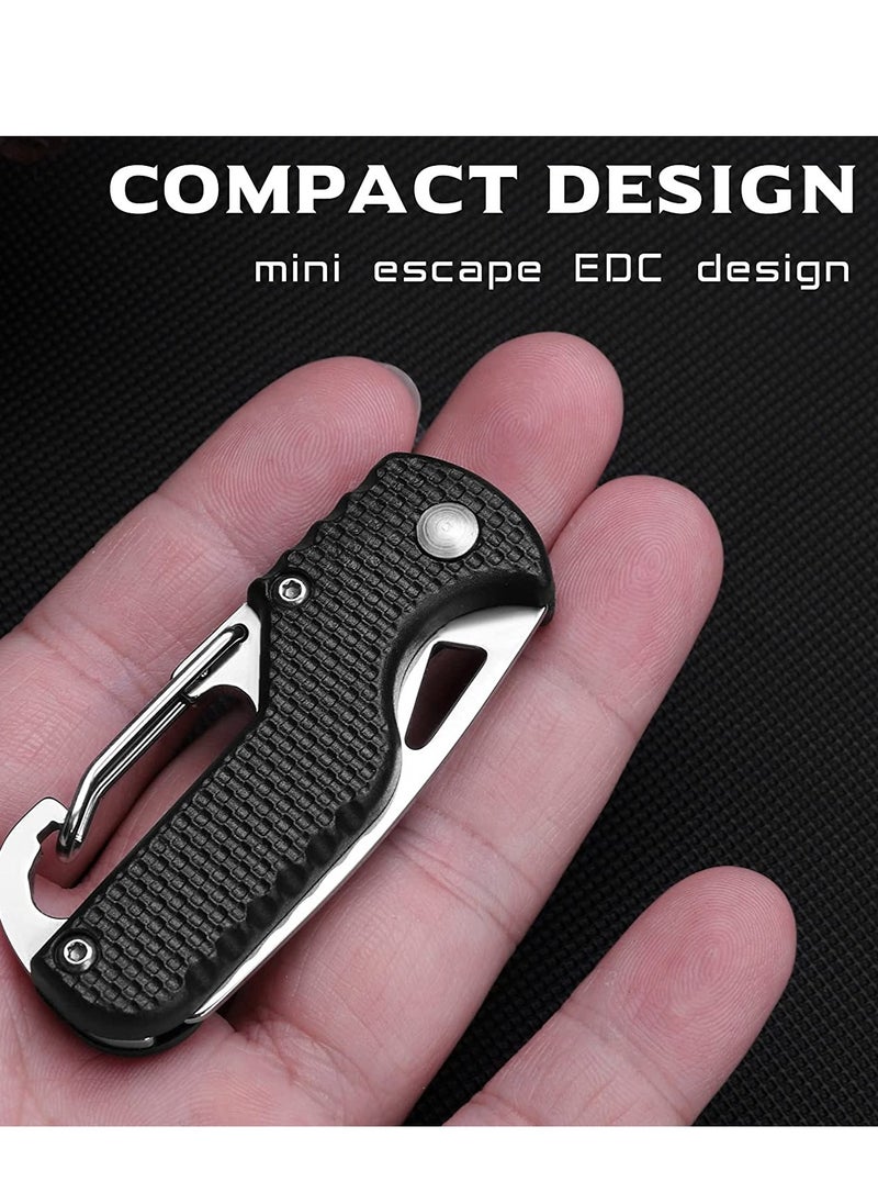 SYOSI - Pocket Box Opener, Bottle Opener, Keychain Box Cutter, Package Opener, Small Pocket Box/ Seatbelt/ Strap Cutter, Razor Sharp Serrated and Paratrooper Hook,  EDC Folding Tools for Women Men 2PCS - Image 1