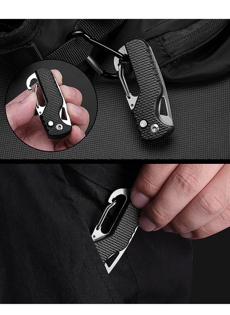 SYOSI - Pocket Box Opener, Bottle Opener, Keychain Box Cutter, Package Opener, Small Pocket Box/ Seatbelt/ Strap Cutter, Razor Sharp Serrated and Paratrooper Hook,  EDC Folding Tools for Women Men 2PCS - Image 1