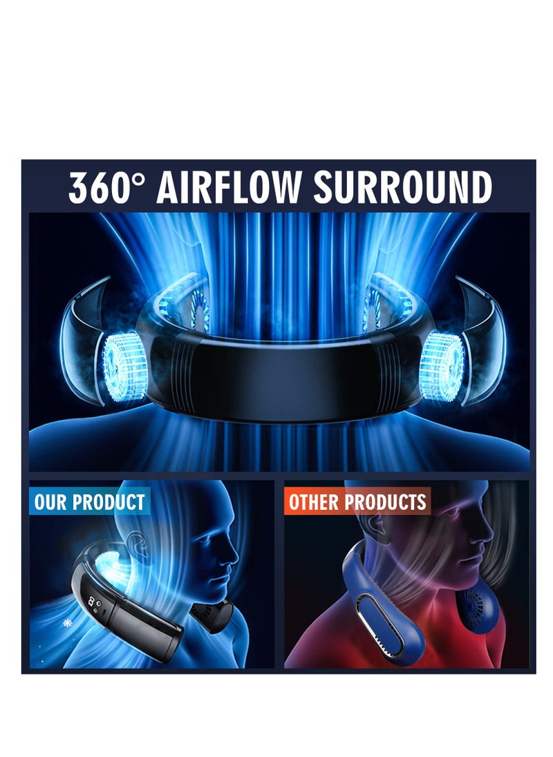 Excefore Portable Bladeless Neck Fan, Portable Neck Fan, 4000mAh Rechargeable Wearable Neck Fan, with 360° Cooling Airflow, 5 Speeds, and Hands-Free Design, for Travel and Indoor Use  - Image 3