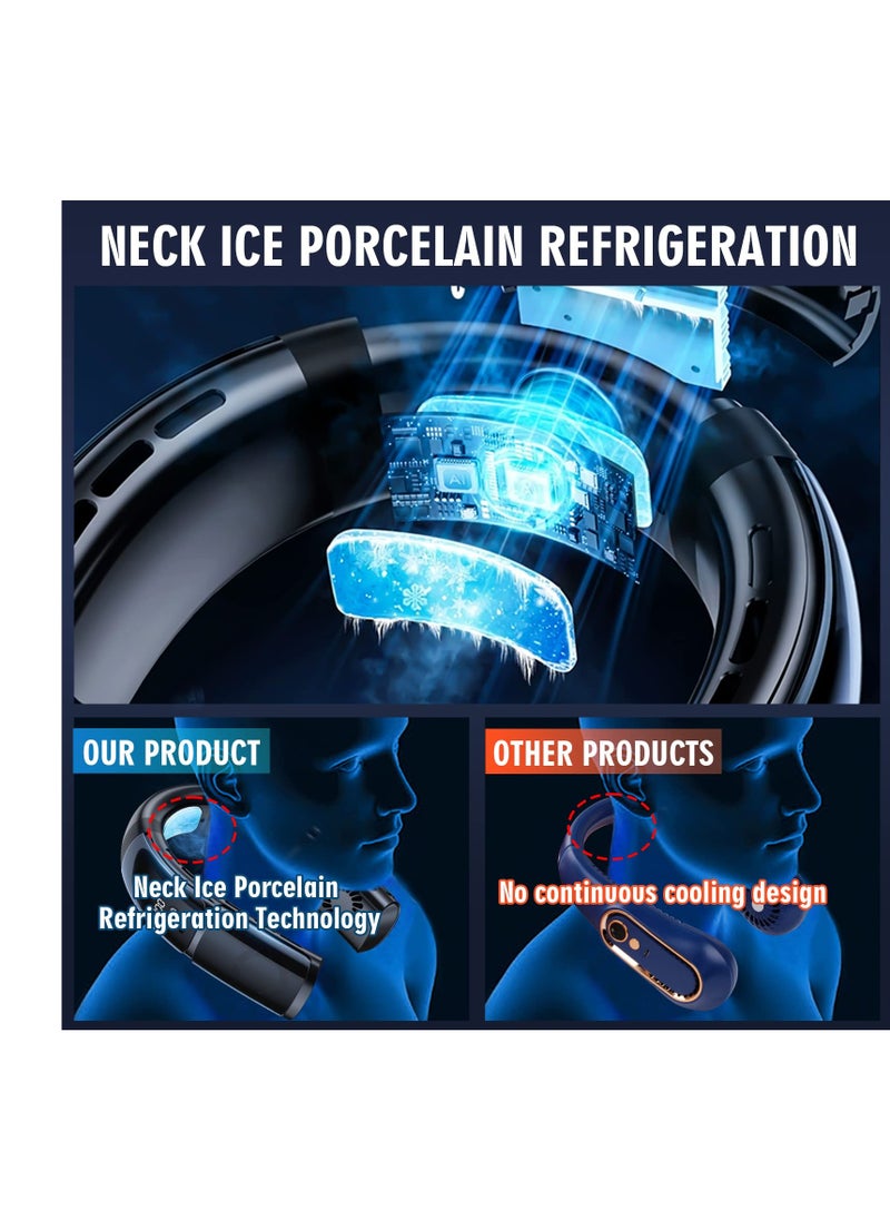 Excefore Portable Bladeless Neck Fan, Portable Neck Fan, 4000mAh Rechargeable Wearable Neck Fan, with 360° Cooling Airflow, 5 Speeds, and Hands-Free Design, for Travel and Indoor Use  - Image 2