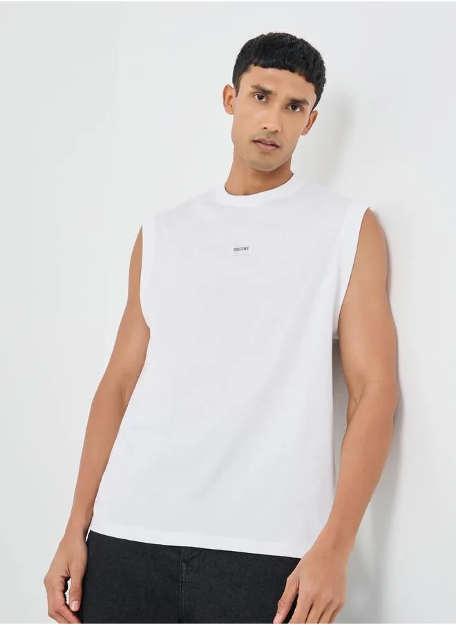 ستايلي Styli Woven Badge Detail Tank Top