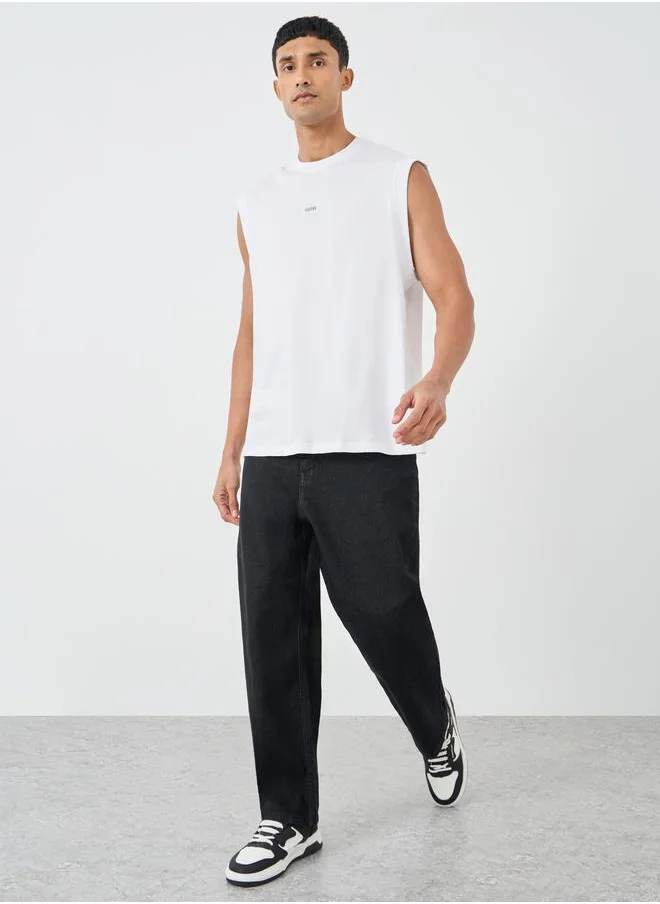 ستايلي Styli Woven Badge Detail Tank Top