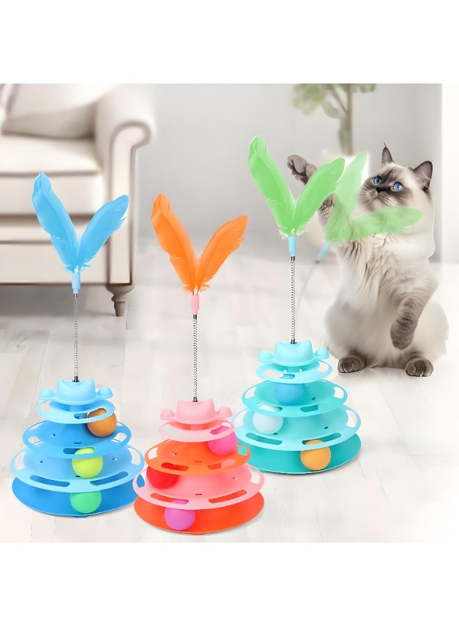 العاب قطط - العاب قطط تفاعلية ألغاز للقطط المنزلية، برج قطط مع عصي لعب ومسار كرات - Image 3