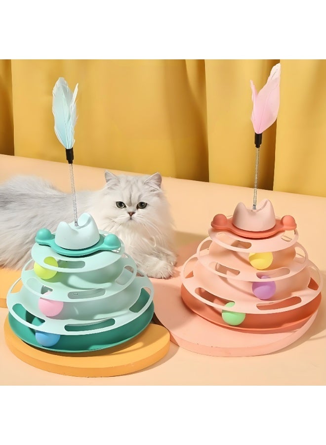 العاب قطط - العاب قطط تفاعلية ألغاز للقطط المنزلية، برج قطط مع عصي لعب ومسار كرات - Image 2