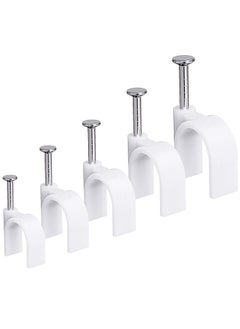 Y&D Cable Clips White Wire ​Management with Steel Nails 4mm 6mm 8mm 10mm 12mm Round Tacks Nail Line Card Buckle for Cat6 Rg6 Rg59 Rj45 500 Pack  - Image 1