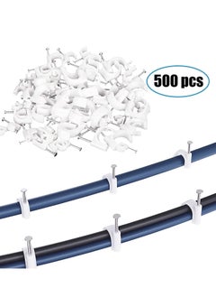 Y&D Cable Clips White Wire ​Management with Steel Nails 4mm 6mm 8mm 10mm 12mm Round Tacks Nail Line Card Buckle for Cat6 Rg6 Rg59 Rj45 500 Pack  - Image 4