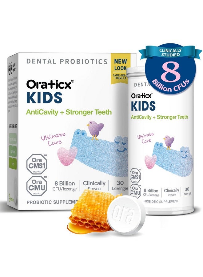 OraTicx Kids Dental Probiotics for Anti-Cavity + Healthy Teeth and Gums, 8 Billion CFU Probiotics for Oral Health, Yogurt Flavor 1-PK - Image 1