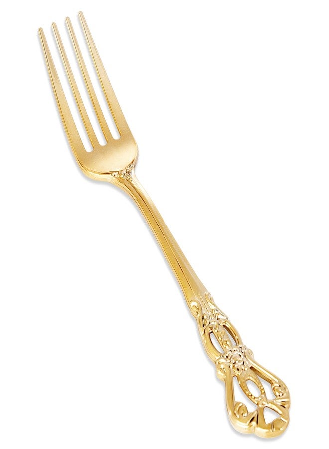 Joyido 30PCS Gold Plastic Forks - 8.1inch Gold Forks Disposable - Vintage Heavy Duty Dessert Forks - Premium Fancy Plastic Silverware for Parties, Weddings, Dinners and Events - Image 1